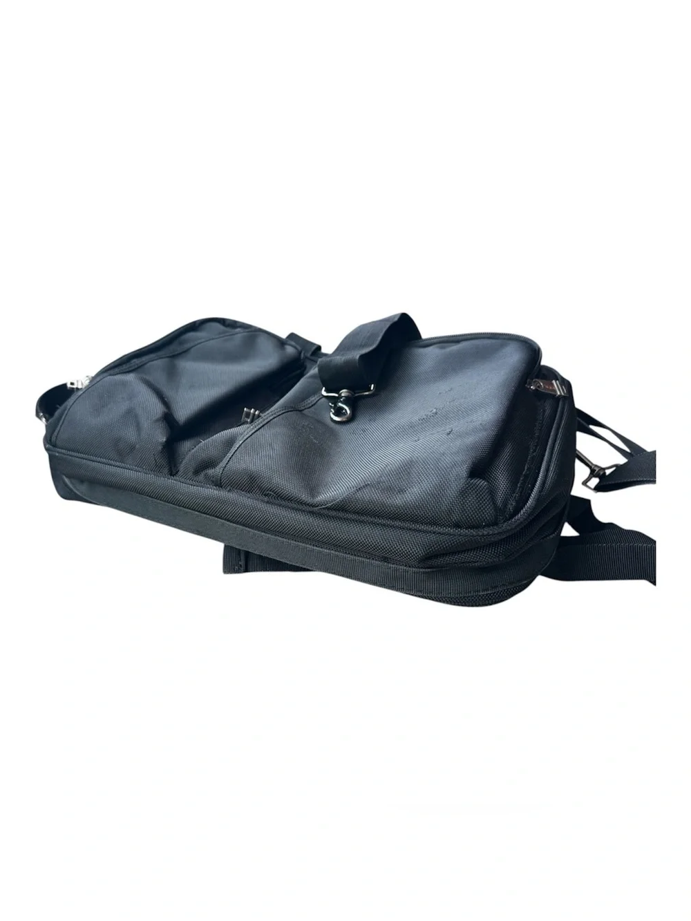 Black Laptop Messenger Bag with Dual Front Pockets lots of zippered compartments